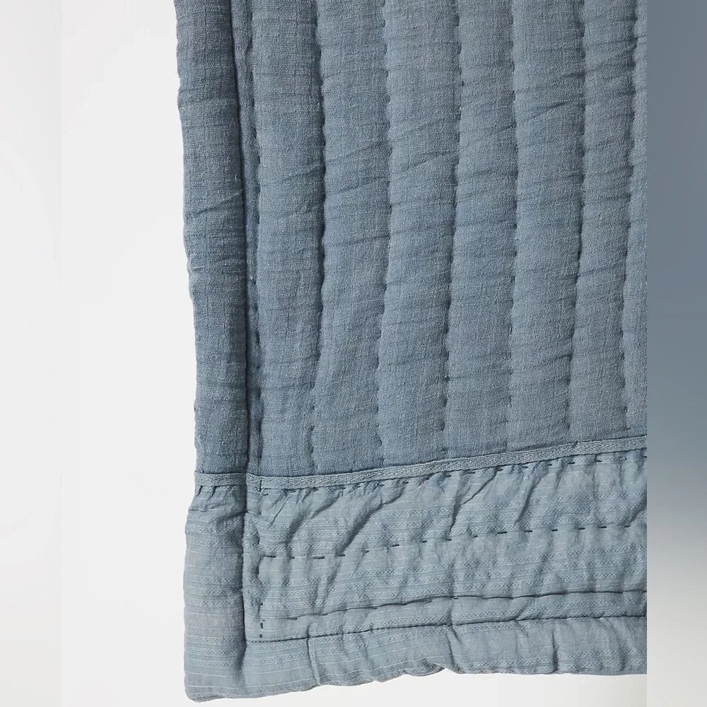 Anthropologie Ellery Pieced King Size Quilt Dark Blue NWT Plus shams